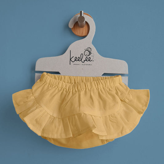 Keebee Organic Cotton Ruffled Baby Girl Bloomer - Mustard Yellow