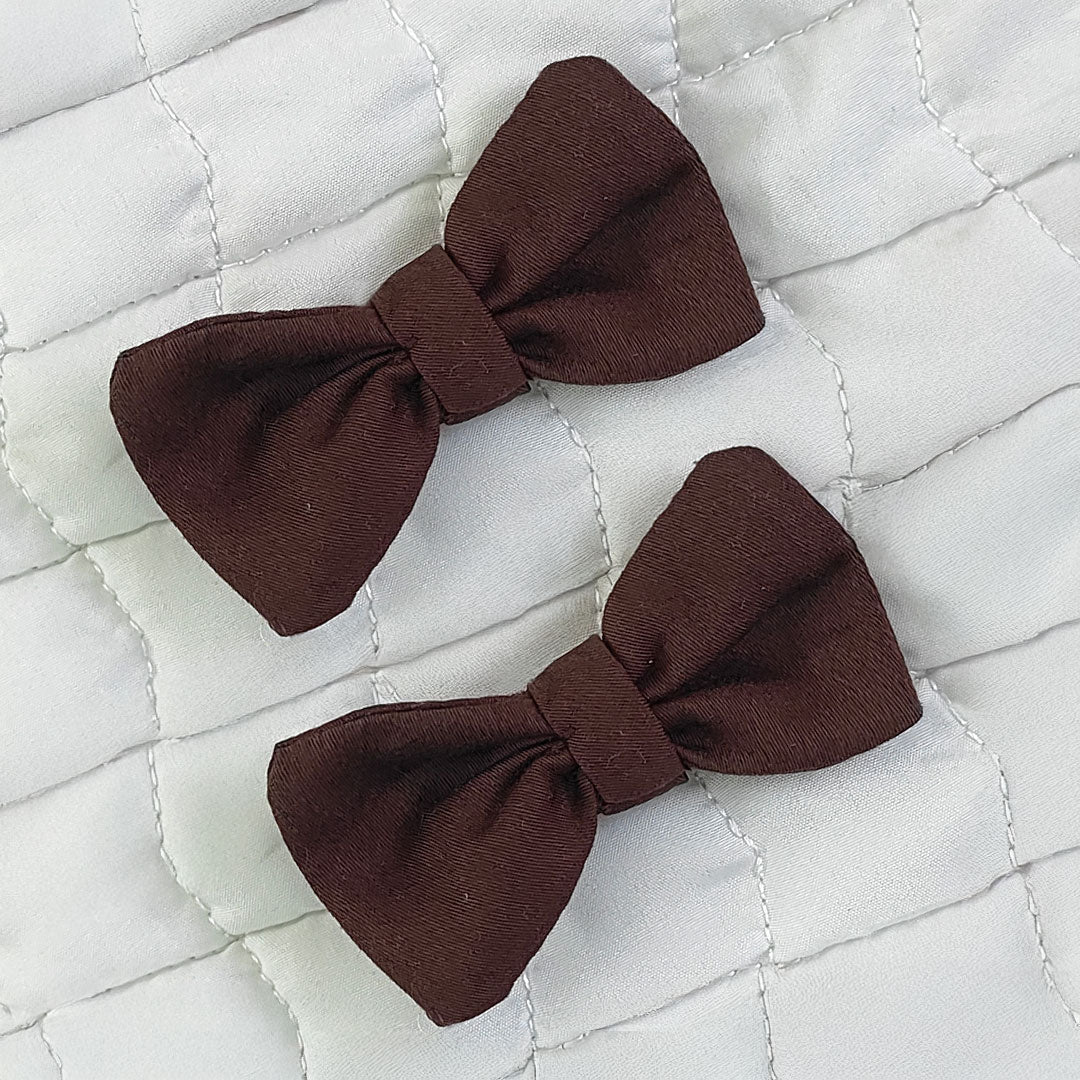 Keebee Organic Cotton Girls Classic Bow Hair Clips - Brown