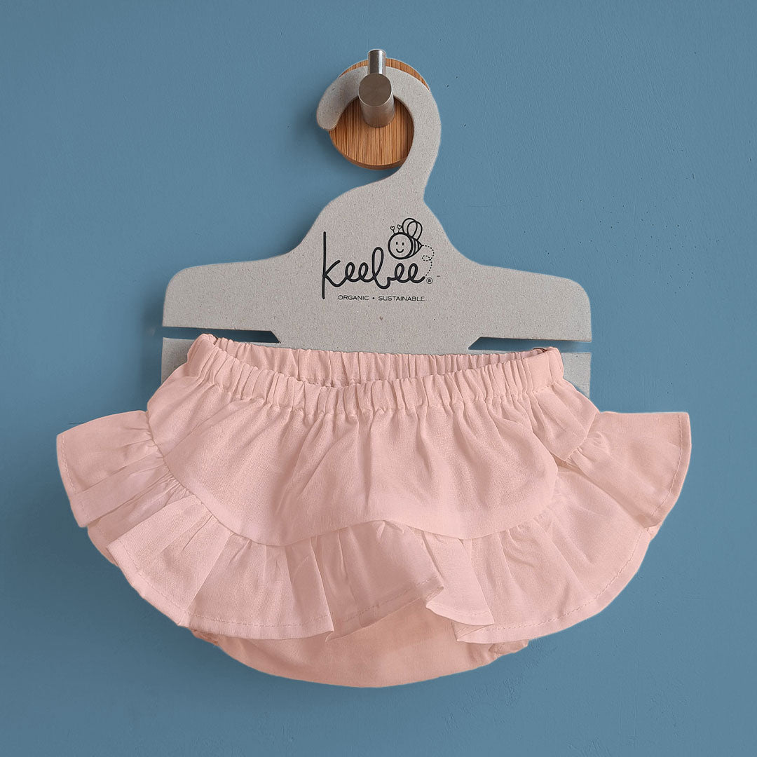 Keebee Organic Cotton Ruffled Baby Girl Bloomer - Peach