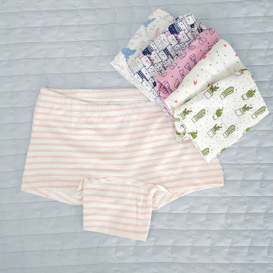 Keebee Organic Cotton Girls Boyshorts - Pack of 6