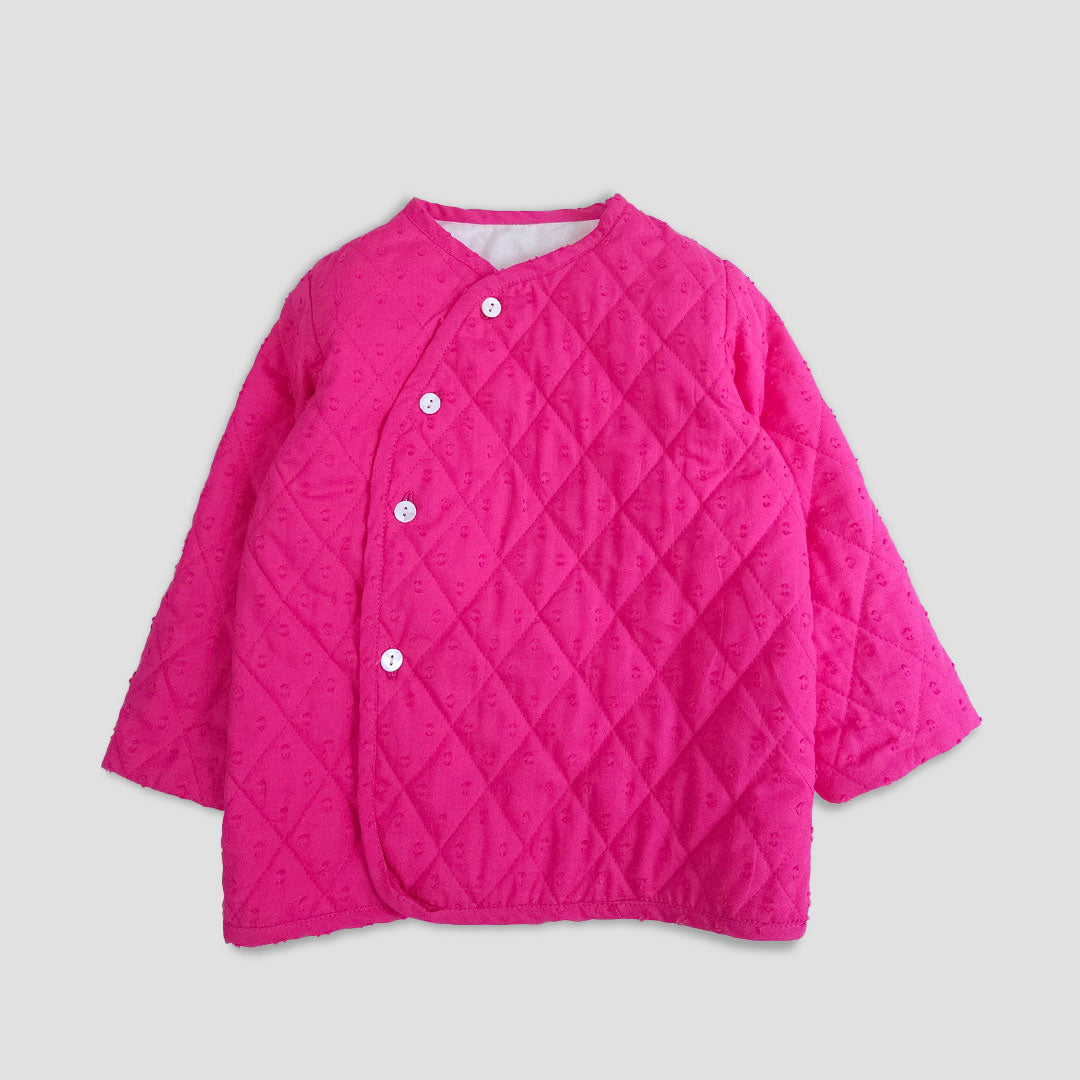 Keebee Organic Cotton Hot Pink Button Up Quilted Jacket