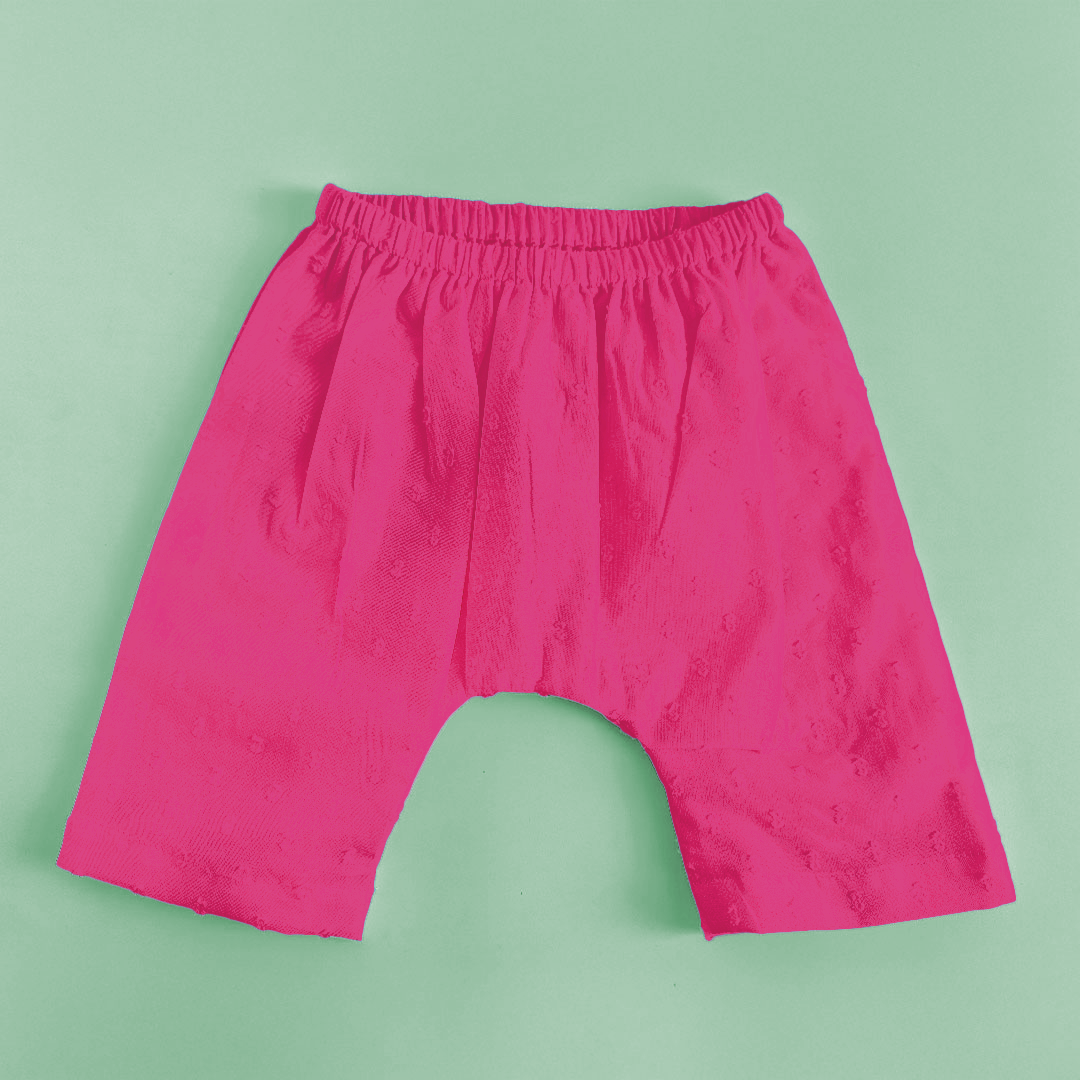 Keebee Organic Cotton Solid Elastic Waist Baby Diaper Shorts - Hot Pink