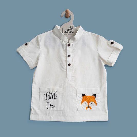 Keebee Organic Cotton Embroidered Shirt - Lil Fox
