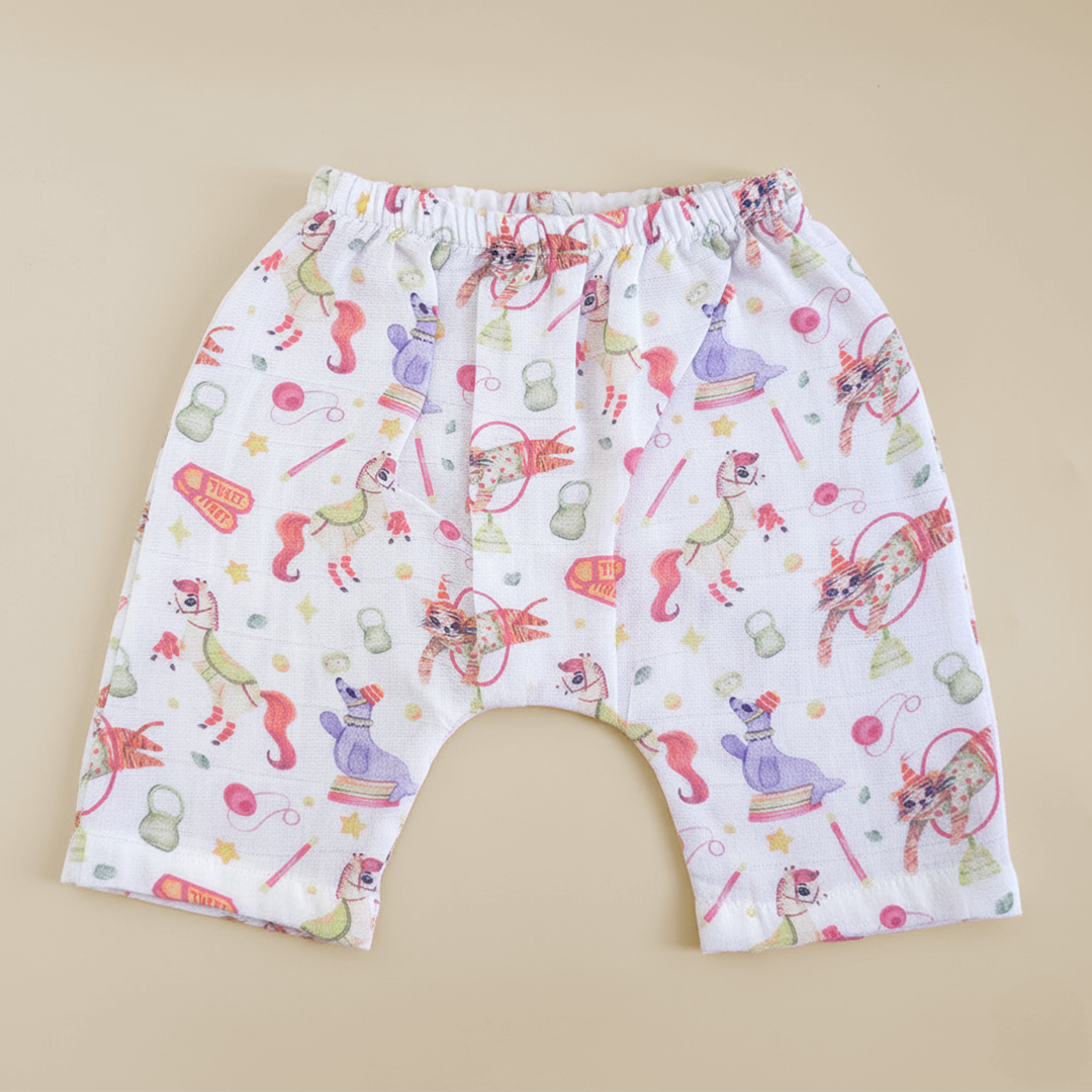 Keebee Organic Cotton Muslin Printed Diaper Shorts - Circus Crew