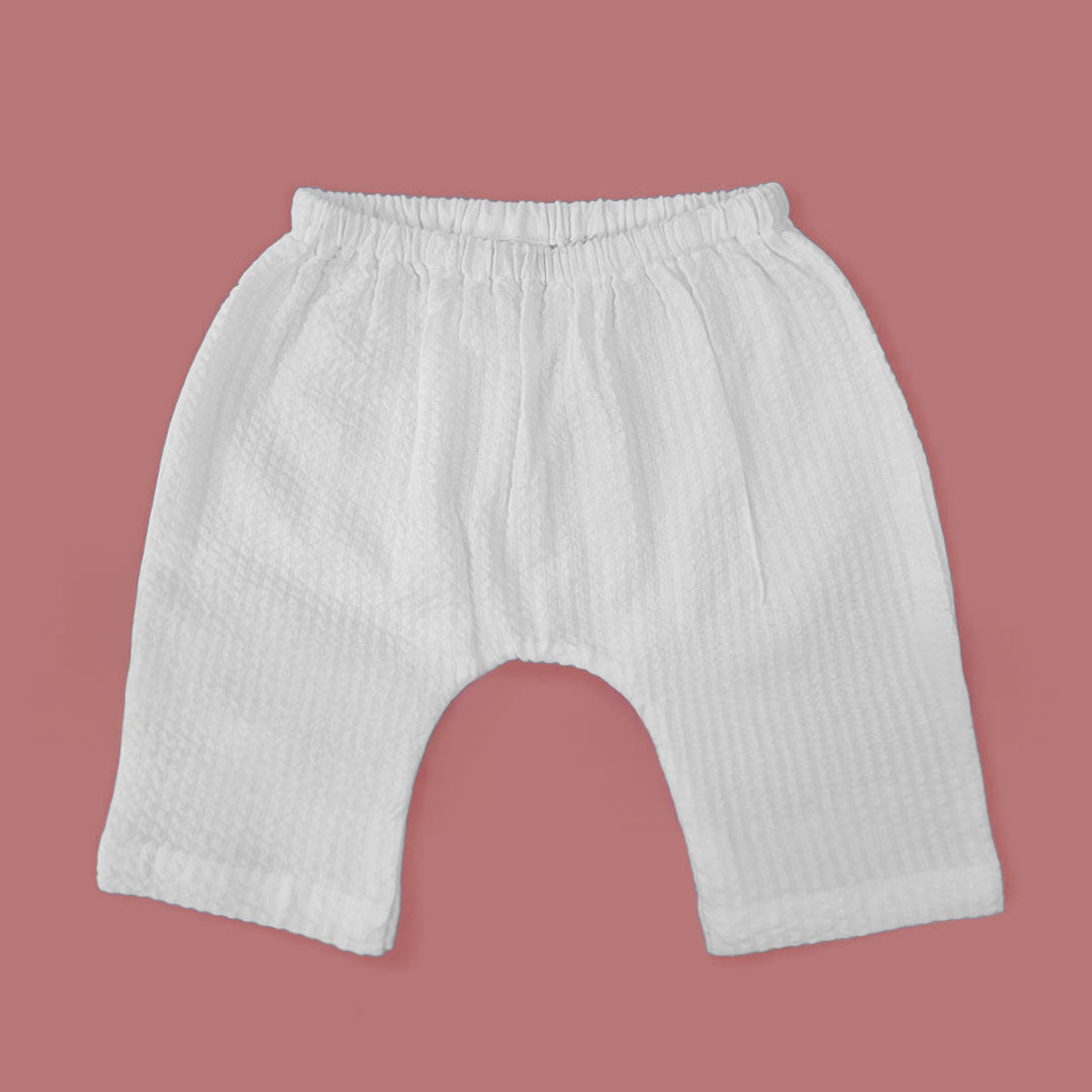 Keebee Organic Cotton Solid Elastic Waist Baby Diaper Shorts - White