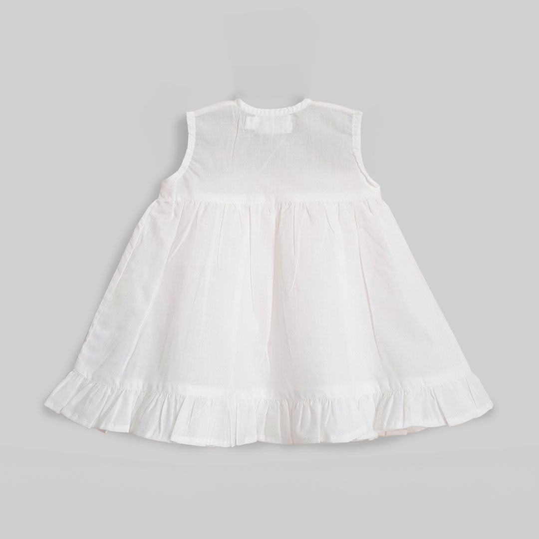 Keebee Organic Cotton Solid Girls Jabla / Dress - White