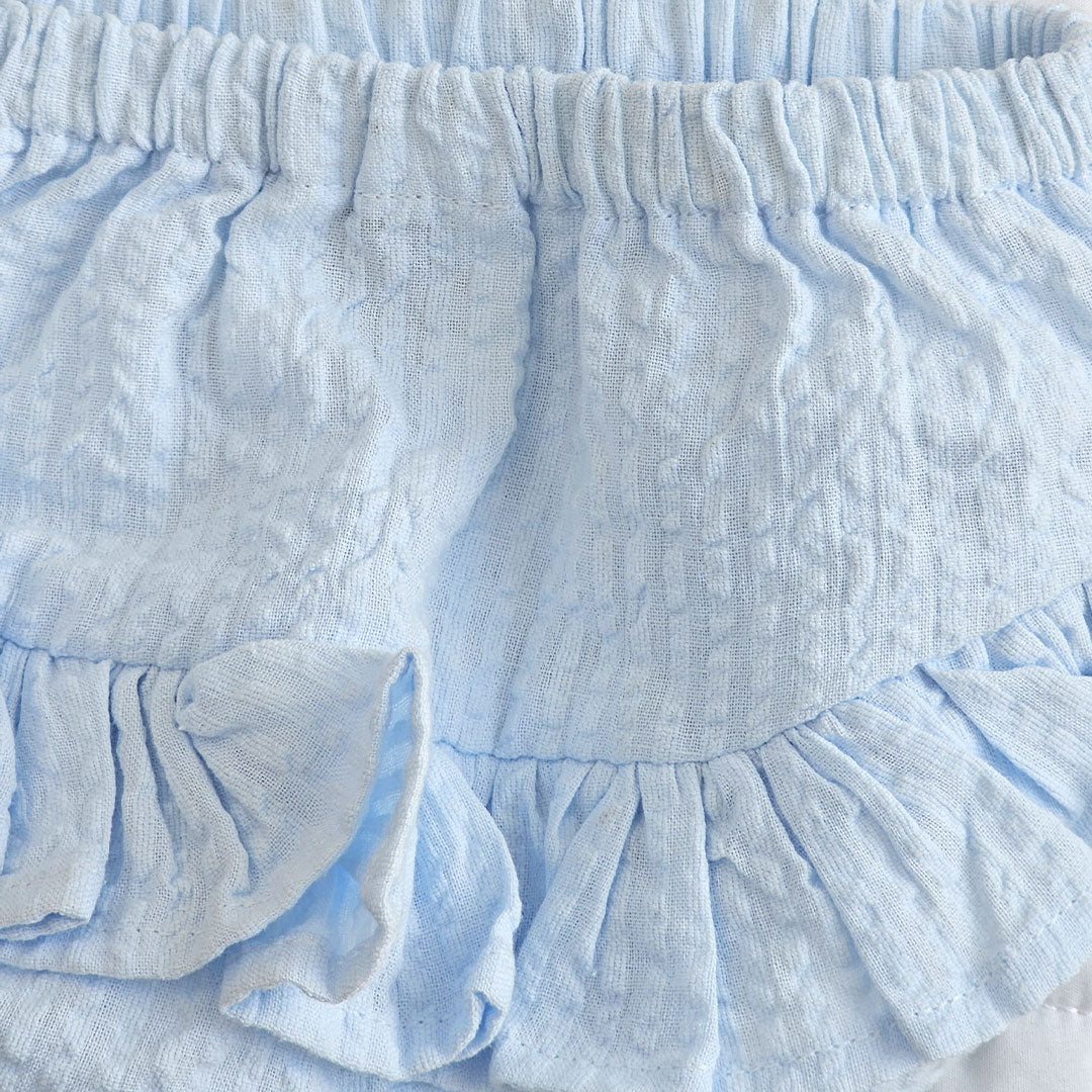 Keebee Organic Cotton Ruffled Baby Girl Bloomer - Light Blue