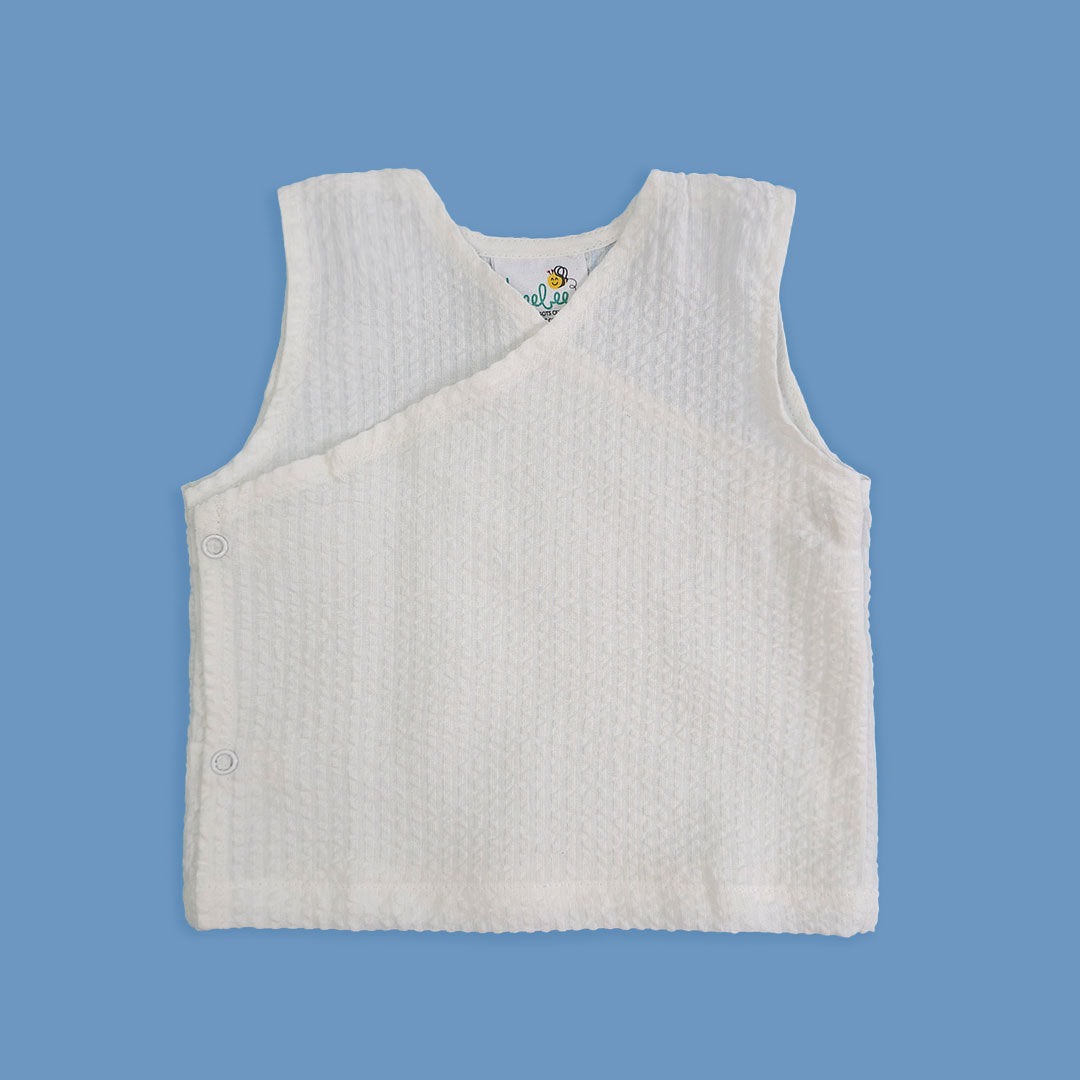 Keebee Organic Cotton Kimono Wrap Style Solid Textured Baby Jabla Set - White