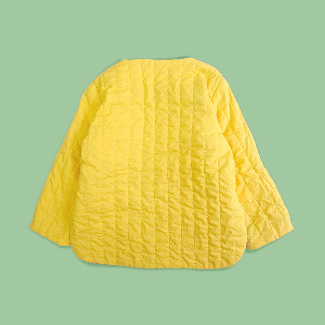 Keebee Organic Cotton Yellow Button Up Quilted Jacket