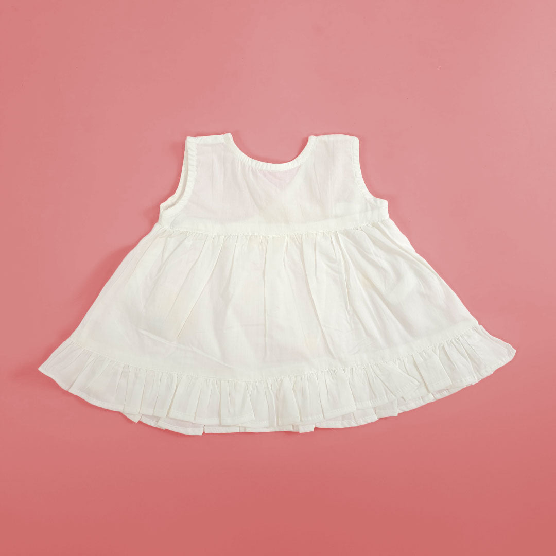 Keebee Organic Cotton Embroidered Newborn Baby Girl White Wrap Dress - Honeycomb