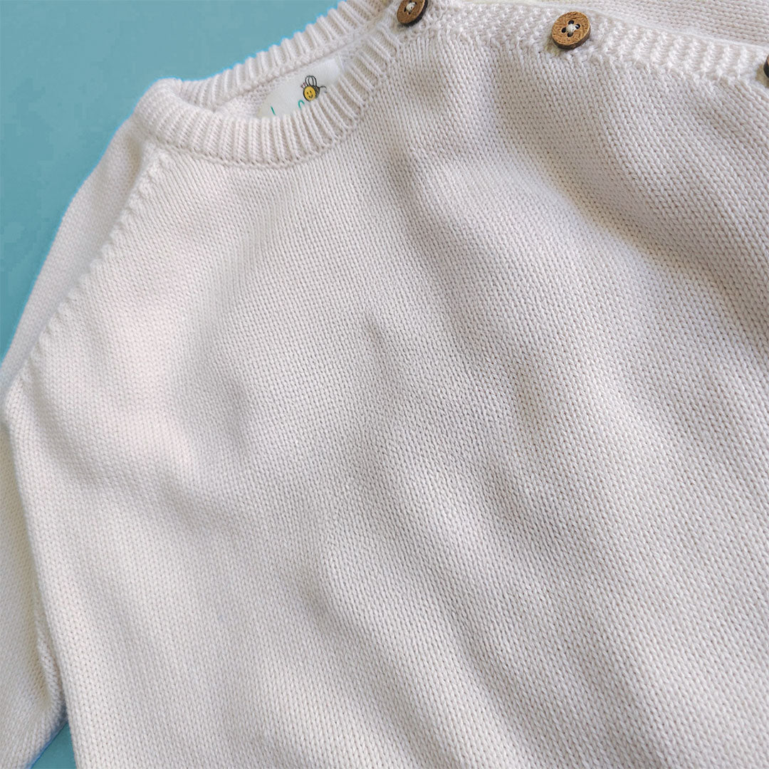 Keebee Organic Cotton Solid Sweater - White