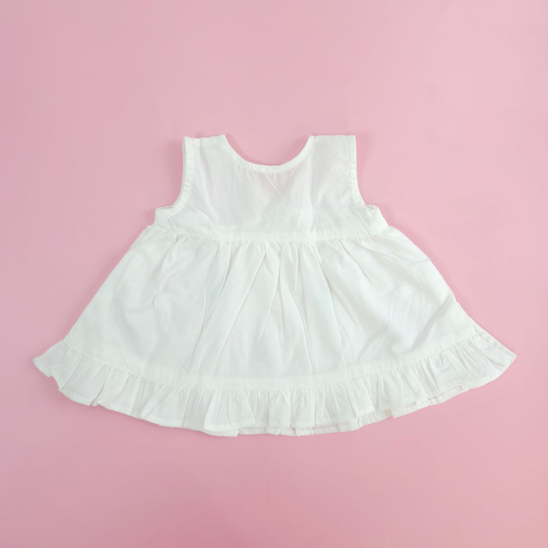 Keebee Organic Cotton Embroidered Newborn Baby Girl White Wrap Dress - Tulip