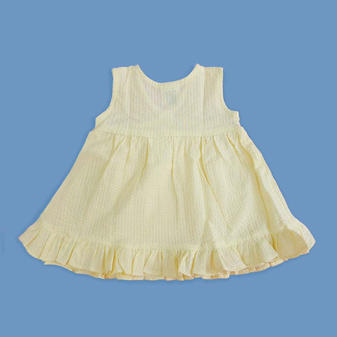 Keebee Organic Cotton Solid Textured Girls Jabla / Dress - Yellow