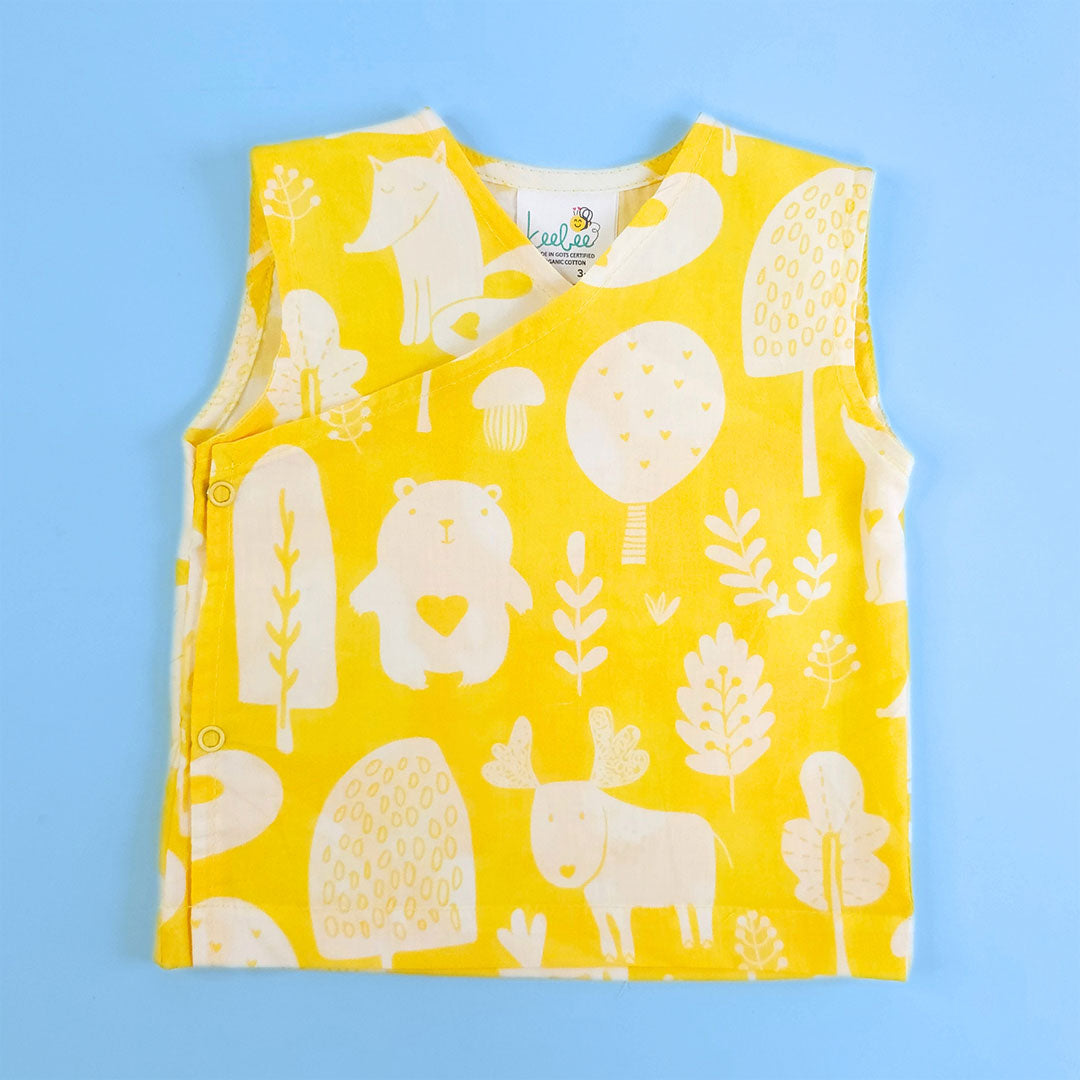 Keebee Organic Cotton Printed Baby Jabla and Diaper Shorts Set - Enchanted Forest