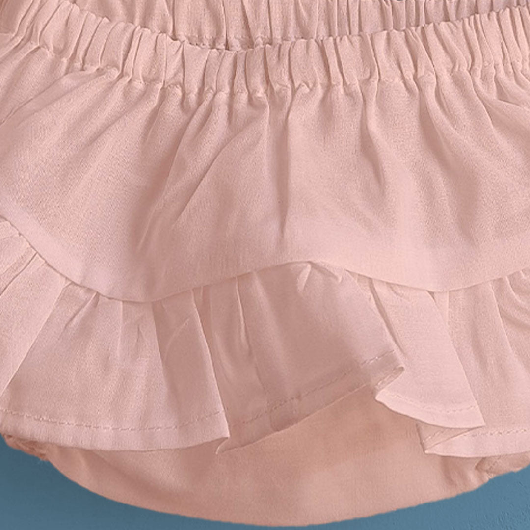 Keebee Organic Cotton Ruffled Baby Girl Bloomer - Peach