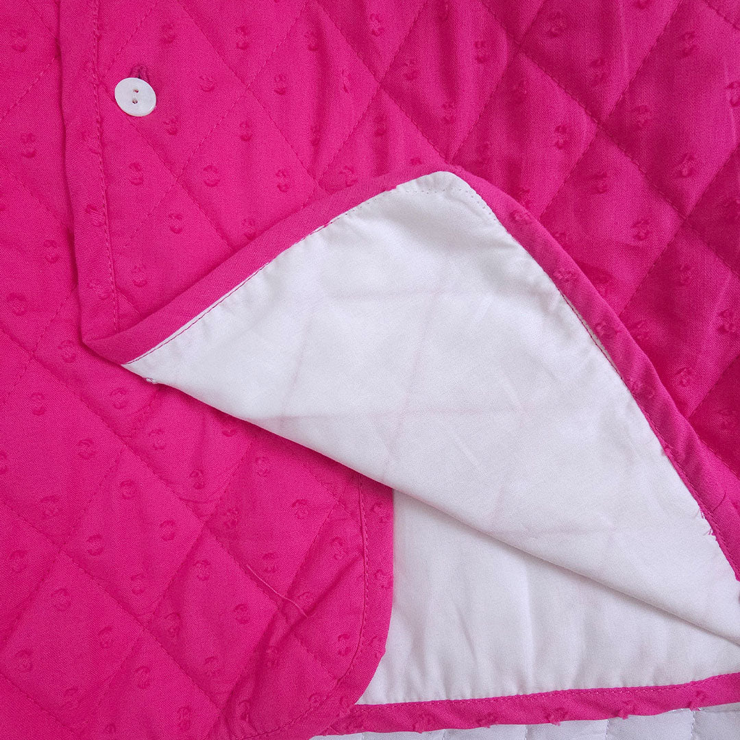 Keebee Organic Cotton Hot Pink Button Up Quilted Jacket