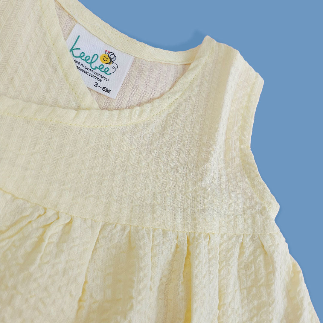 Keebee Organic Cotton Solid Textured Girls Jabla / Dress - Yellow
