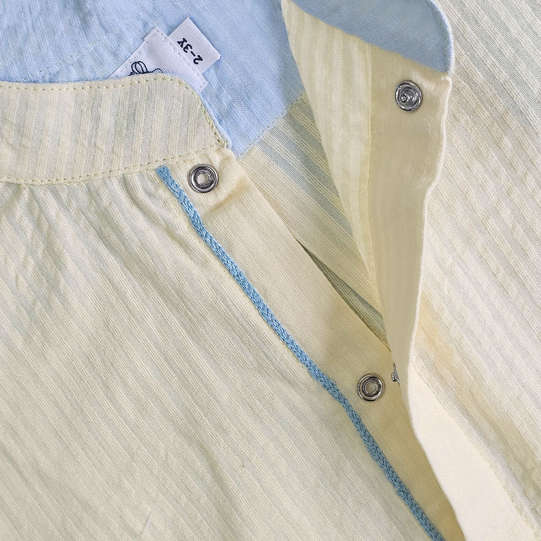 Keebee Organic Cotton Light Yellow Embroidered Shirt - Rooster