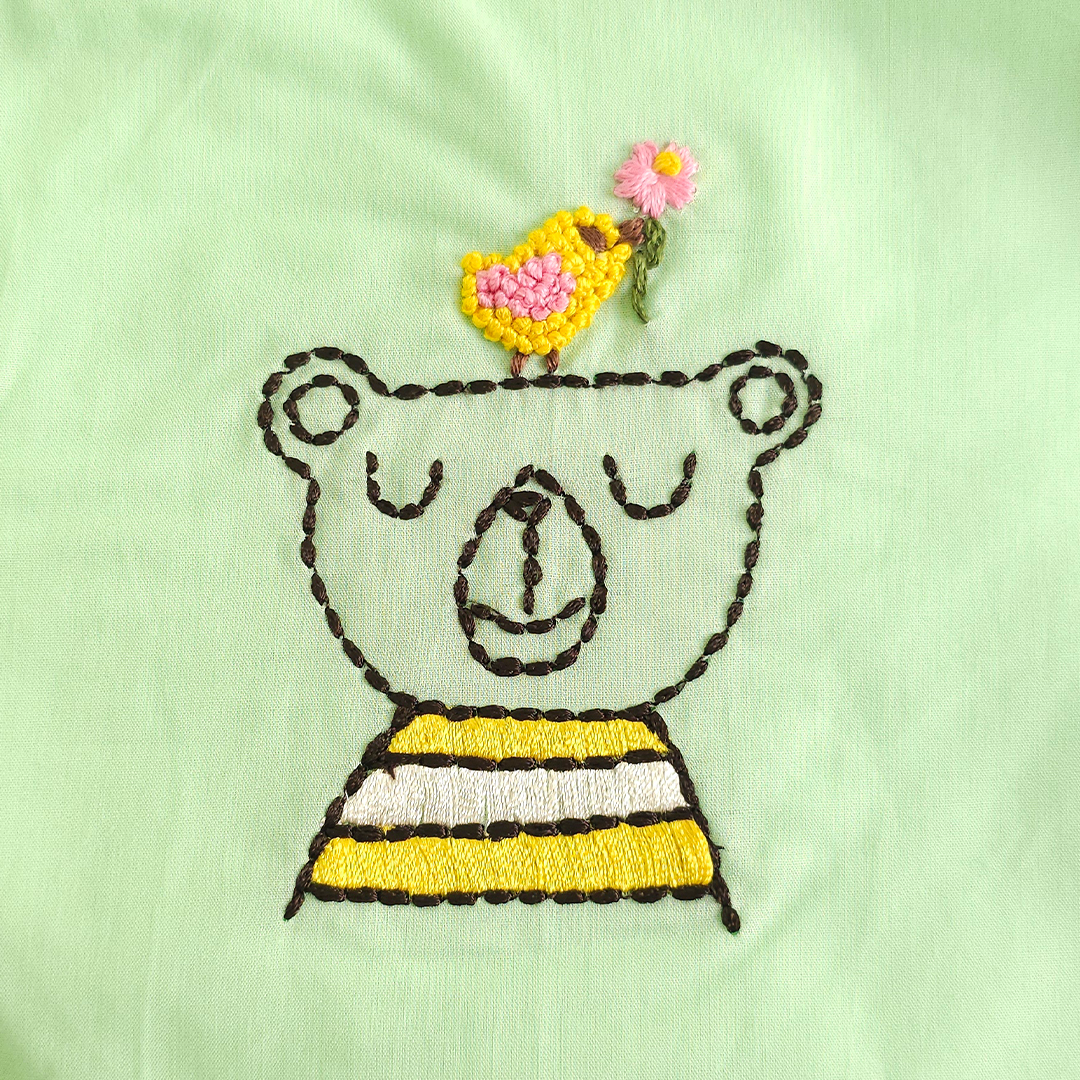 Embroidered Mint Green Jabla - Bird and the Bear