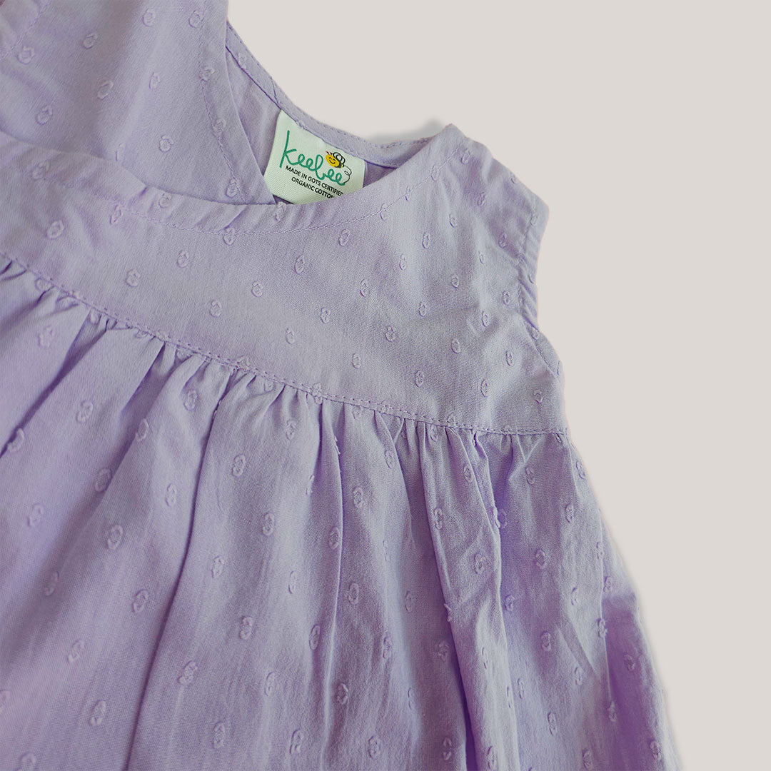 Keebee Organic Cotton Solid Textured Girls Jabla / Dress - Lilac