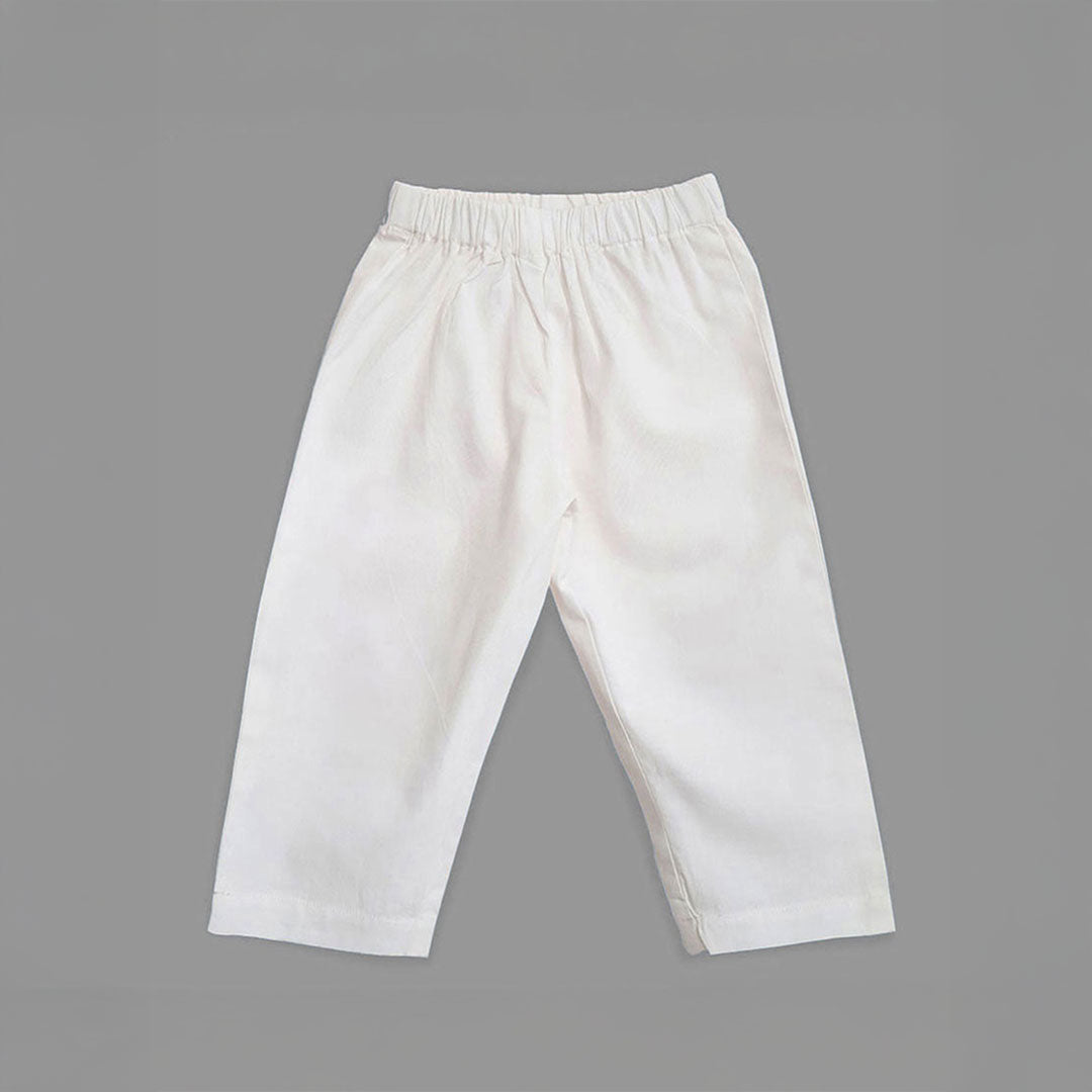 Keebee Organic Cotton White Embroidered Kurta paired with Pajama Pants -Splash of Colors