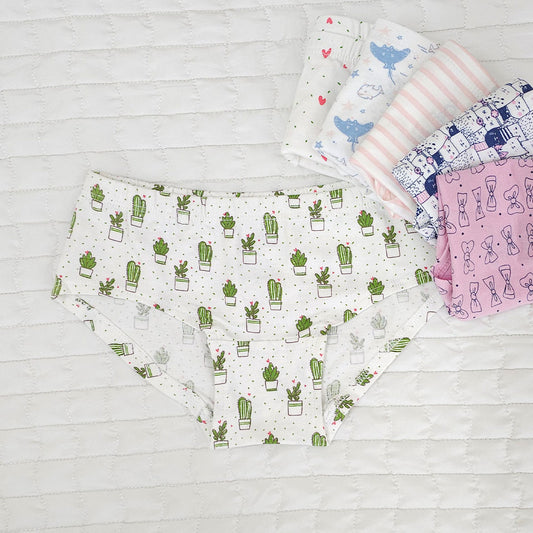 Keebee Organic Cotton Girls Hipsters - Pack of 6