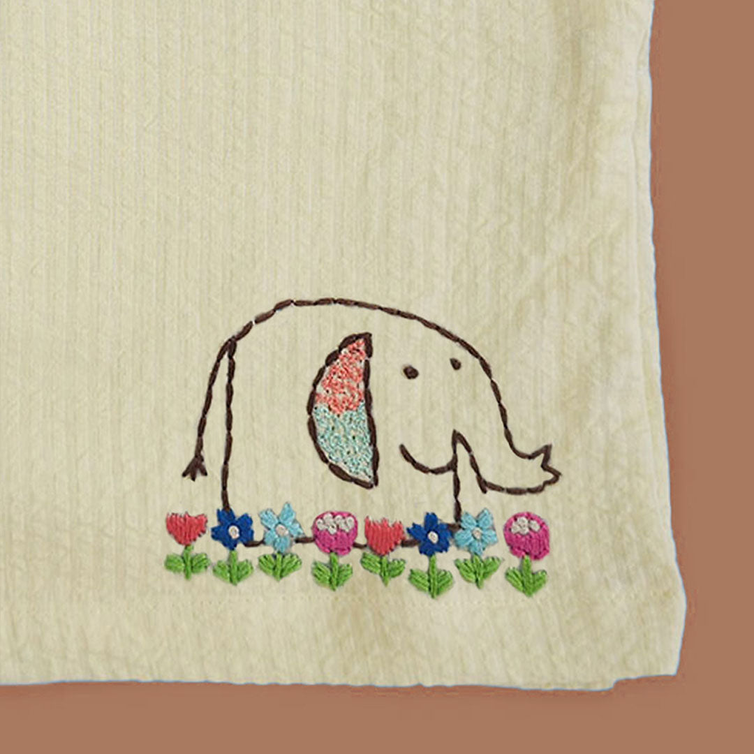 Keebee Organic Cotton Embroidered Yellow Baby Jabla and Diaper Shorts Set - Lil Elephant