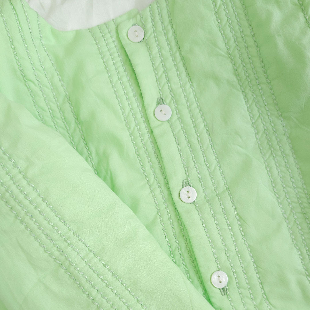 Keebee Organic Cotton Mint Green Button Up Quilted Jacket