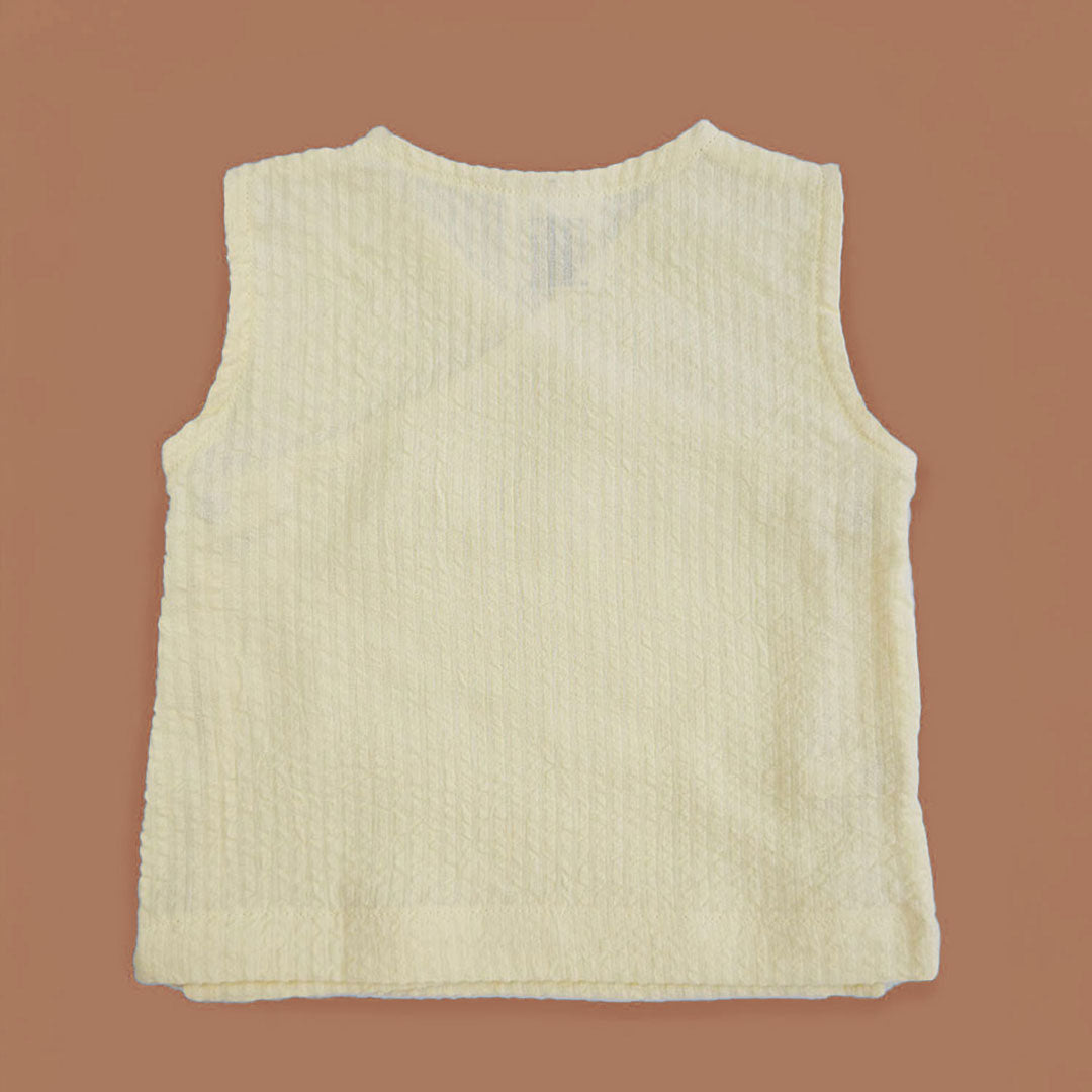 Keebee Organic Cotton Embroidered Yellow Baby Jabla and Diaper Shorts Set - Lil Elephant
