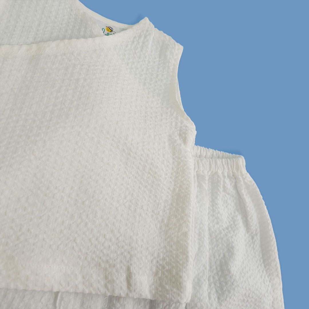 Keebee Organic Cotton Kimono Wrap Style Solid Textured Baby Jabla Set - White