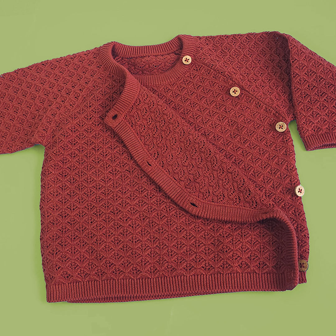 Keebee Organic Cotton Wrap Style Double Layer Sweater - Coffee Brown