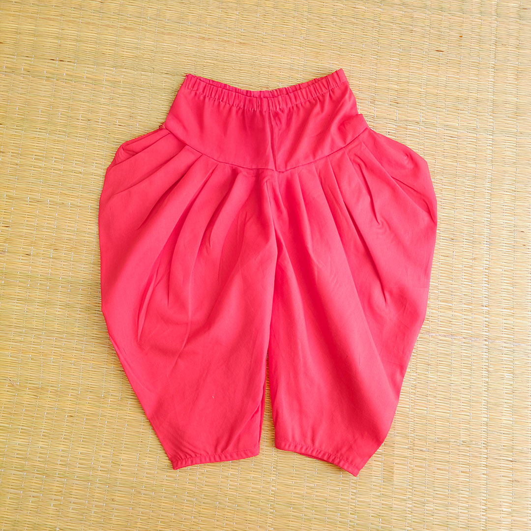 Keebee Organic Cotton Elastic Waist Solid Dhoti Salwar/Pants - Red