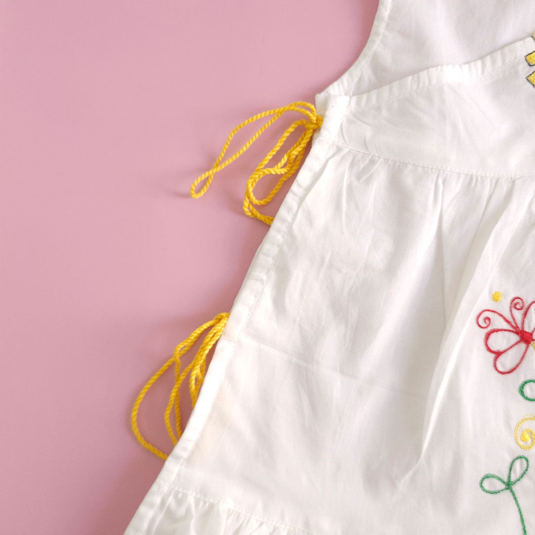 Keebee Organic Cotton Baby Girl Embroidered White Dress and Accessories Set - Sunny Garden