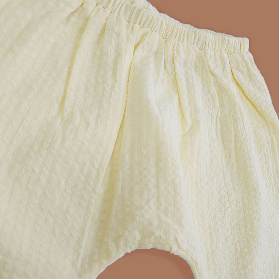 Keebee Organic Cotton Embroidered Yellow Baby Jabla and Diaper Shorts Set - Lil Elephant