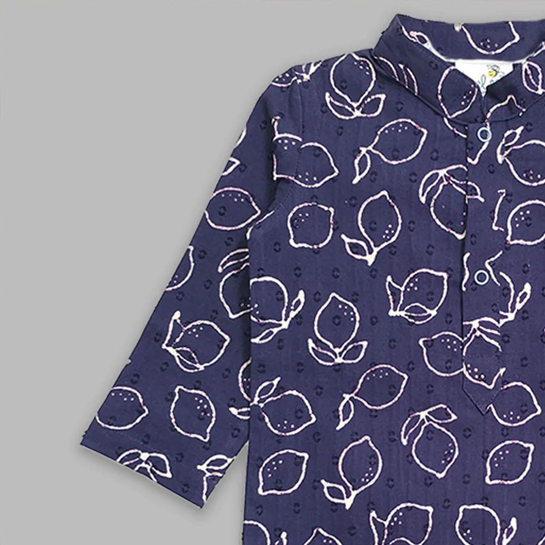 Organic Cotton Embroidered Kurta paired with Pajama Pants - Lemons