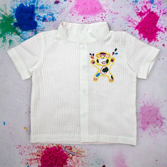 Keebee Organic Cotton Embroidered Shirts - Holi Monkey