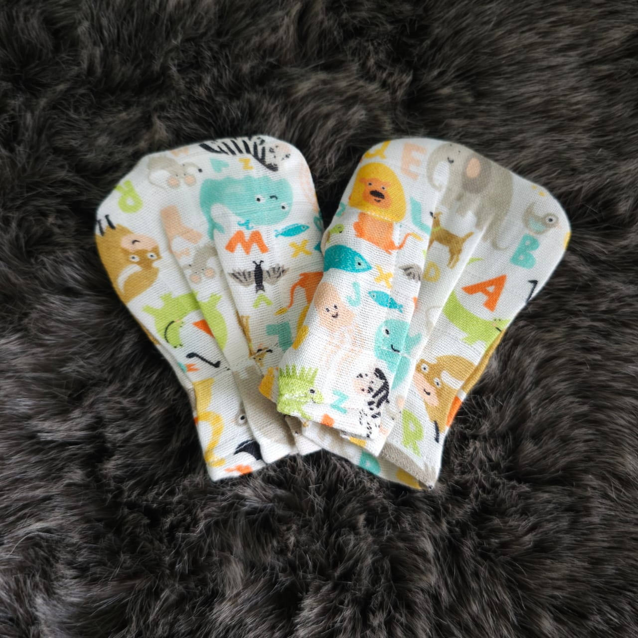 Keebee Organic Cotton Printed Baby Mittens - Animal Kingdom