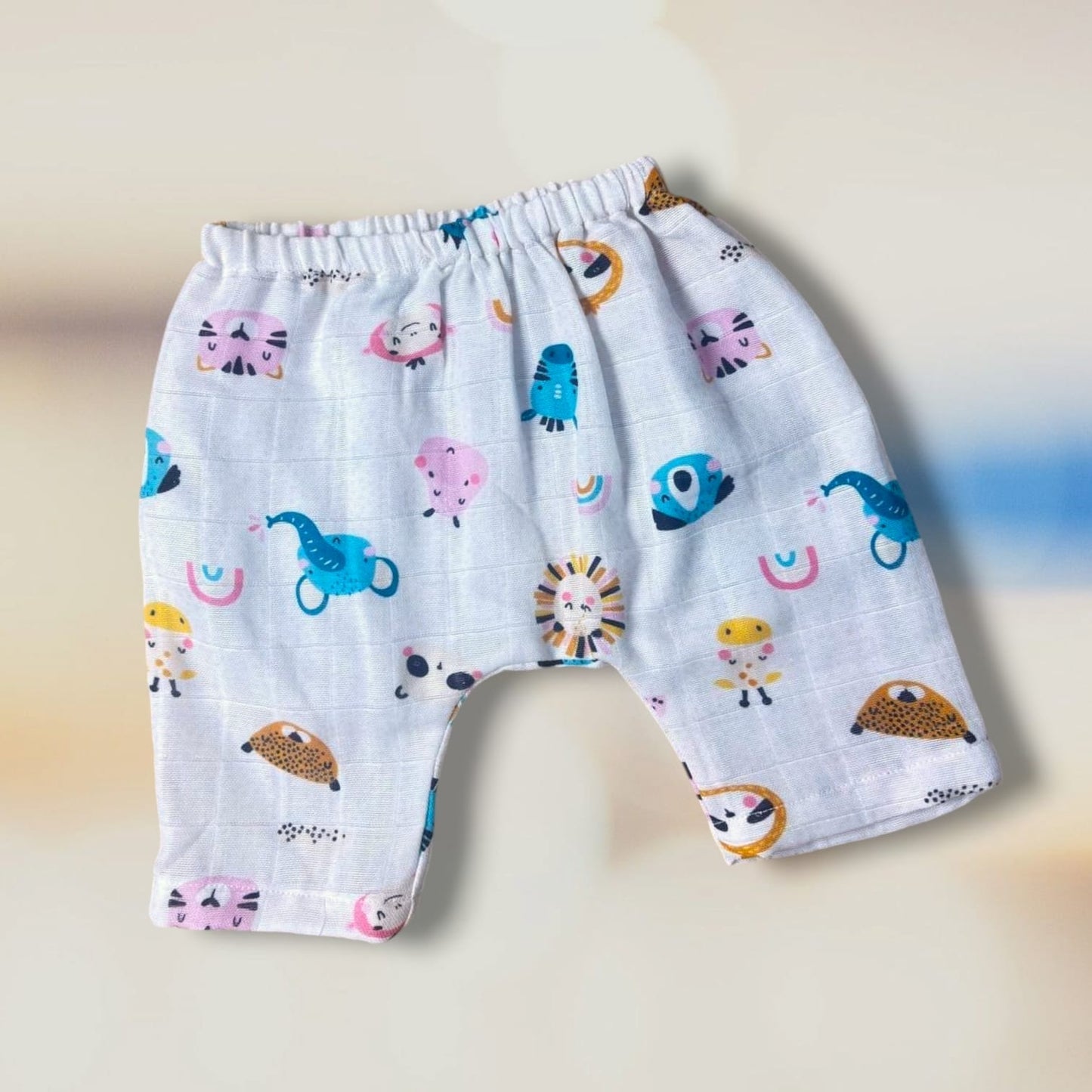 Keebee Organic Cotton Printed Elastic Waist Baby Diaper Shorts - Funky Friends