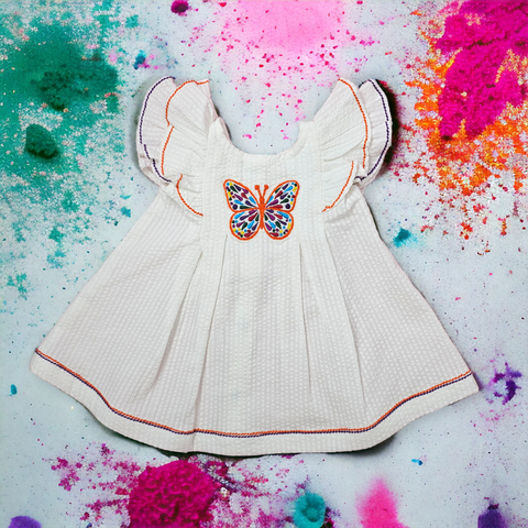 Keebee Organic Cotton Embroidered Butterfly Whimsy Girl's Dress