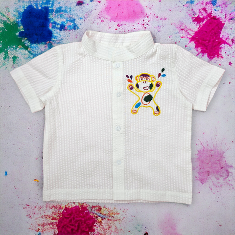 Keebee Organic Cotton Embroidered Shirts - Holi Monkey
