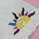 Keebee Organic Cotton Embroidered Girls White Jabla / Dress - Colorful Sun