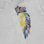 Keebee Organic Cotton Lion Embroidered White Kurta paired with Pajama Pants