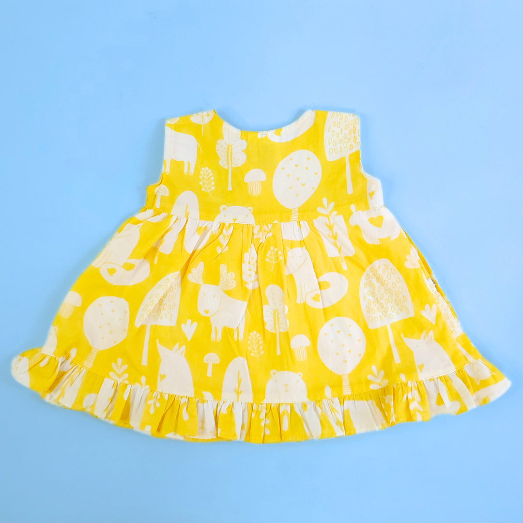 Keebee Organic Cotton Printed Girls Wrap Dress - Enchanted Forest