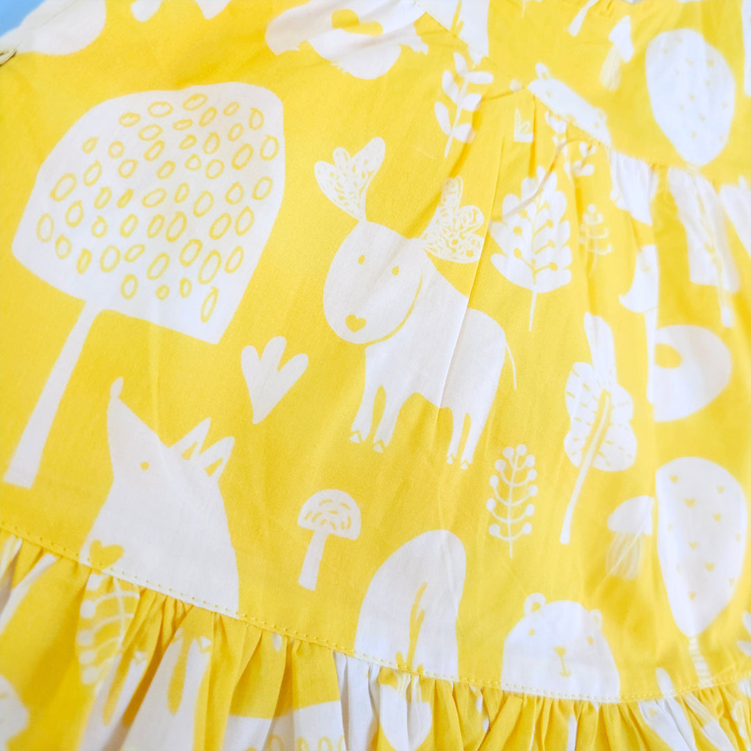 Keebee Organic Cotton Printed Girls Wrap Dress - Enchanted Forest