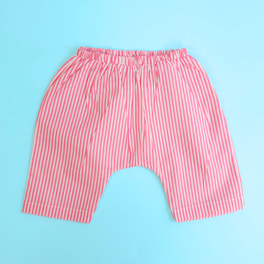 Keebee Organic Cotton Striped Elastic Waist Baby Diaper Shorts - Pink