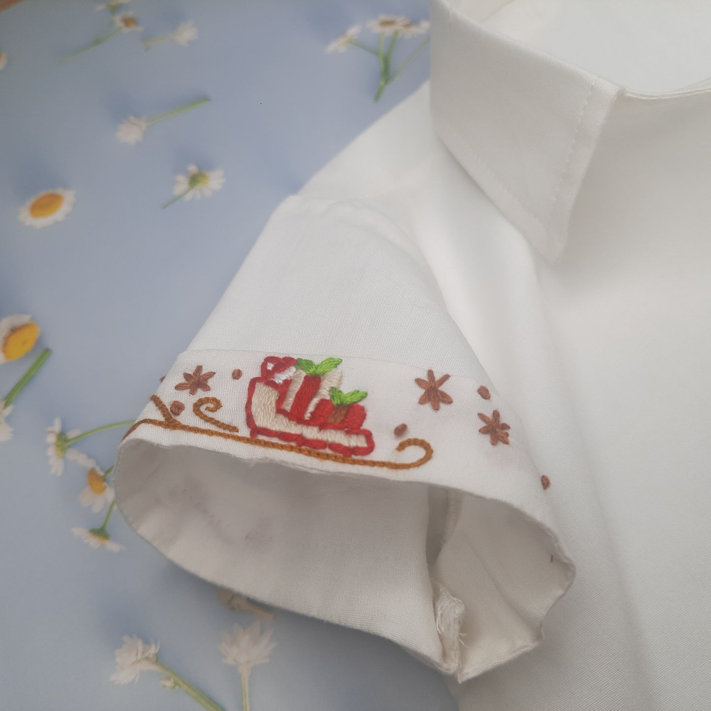 Embroidered Half Sleeve Shirt - Santa's Sleigh