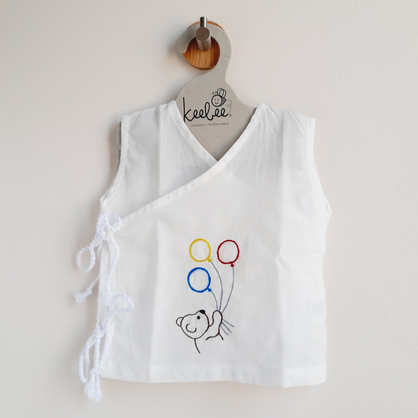 Organic Cotton Sleeveless Embroidered Baby Jabla - Balloons