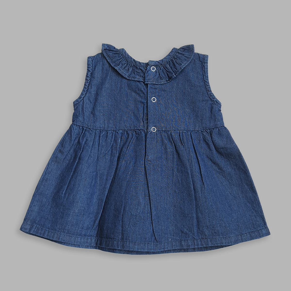 Keebee Organic Cotton Denim Embroidered Girls Dress