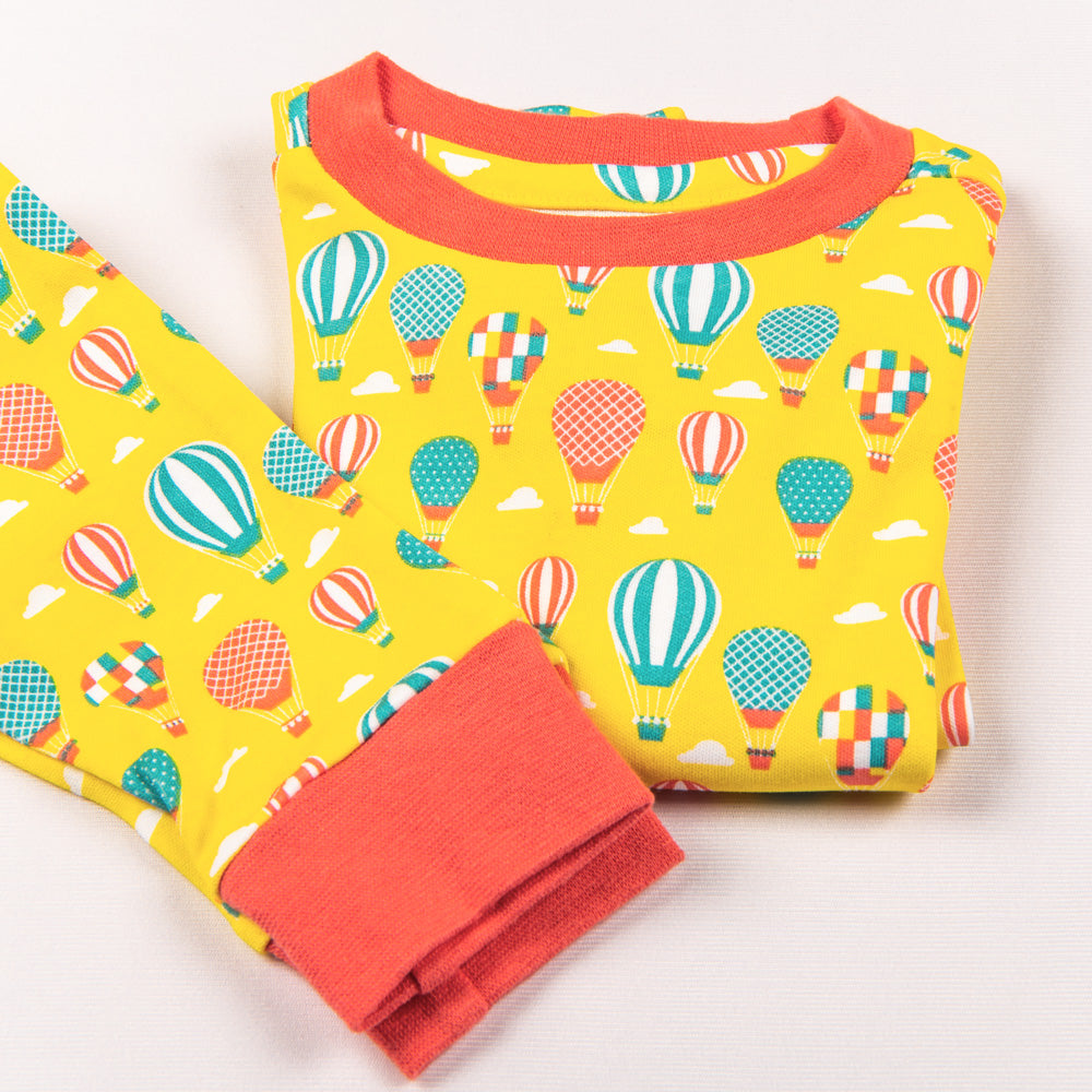 Certified Organic Cotton Full Sleeve Lounge Nightsuit PJ Set - Hot Air Balloon