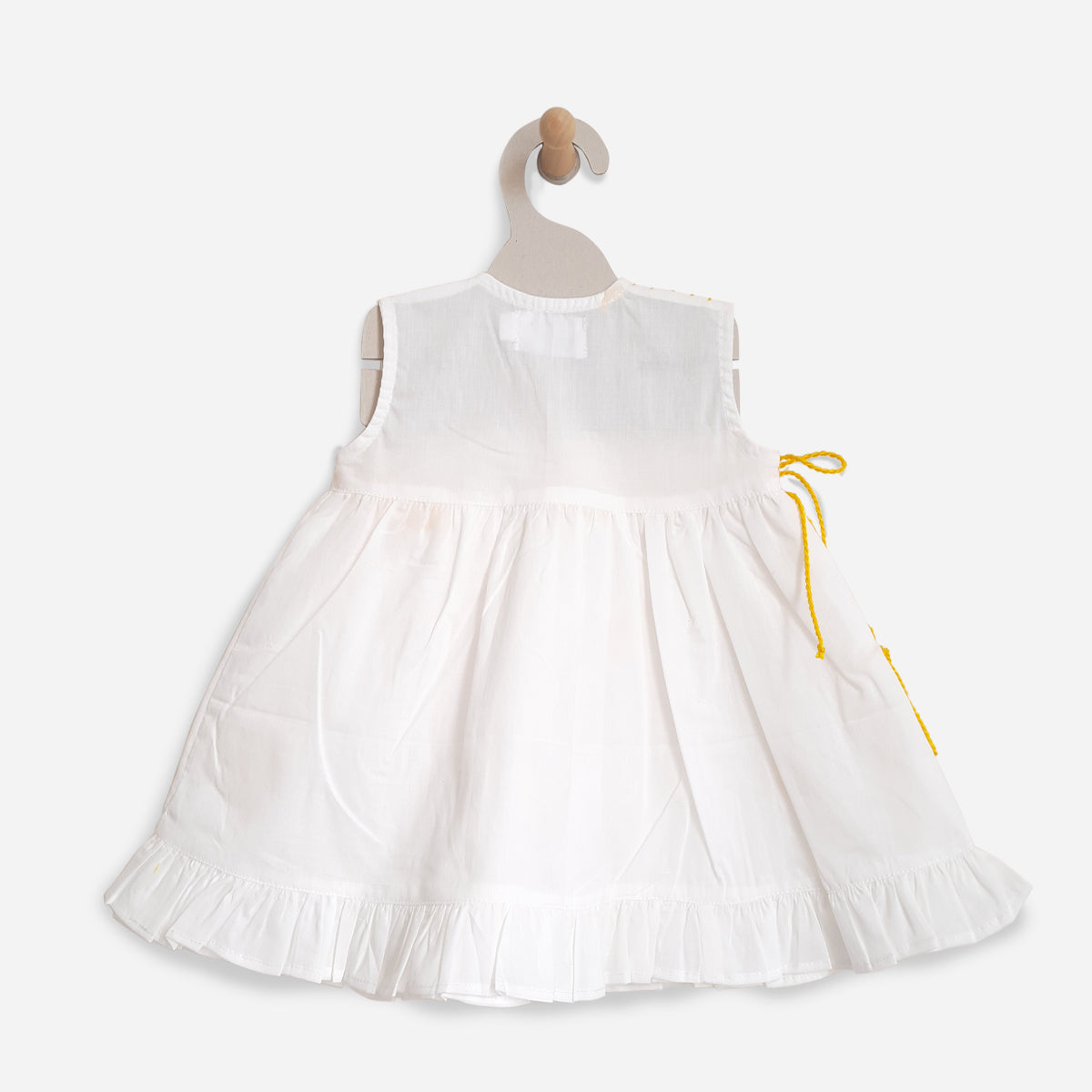Keebee Organic Cotton White Hand Embroidered Girls Jabla / Wrap Dress - Honeycomb